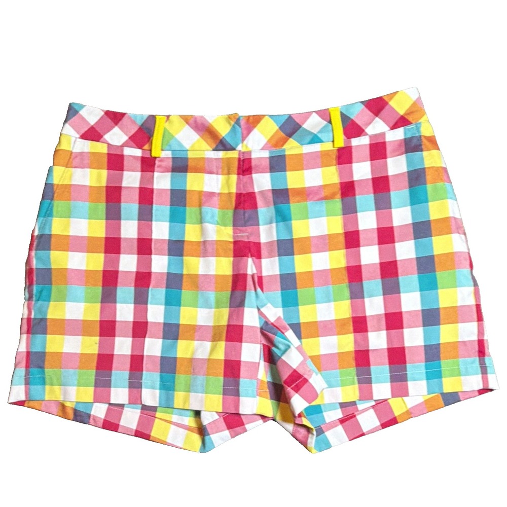 Slazenger Women's Size 4 Multicolor Plaid Chino Shorts Cotton Zip Pockets